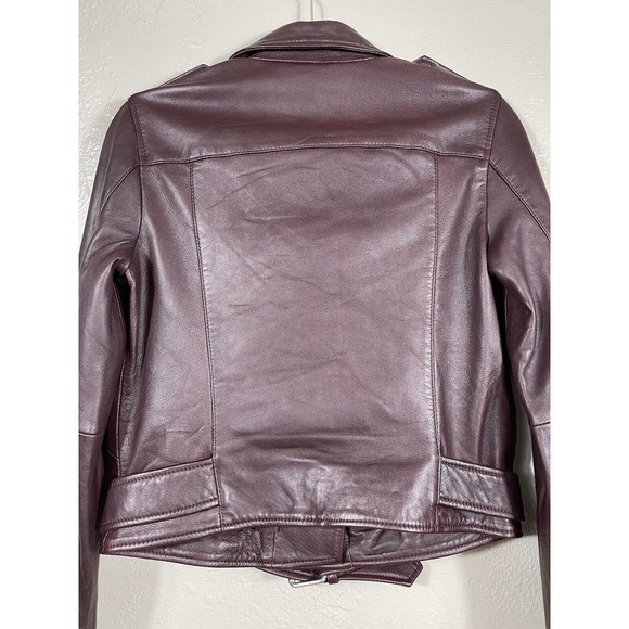ALLSAINTS BALFERN LEATHER BIKER JACKET DEEP BERRY SIZE 8.US/12.UK/40.EU $569 - Picture 6 of 15
